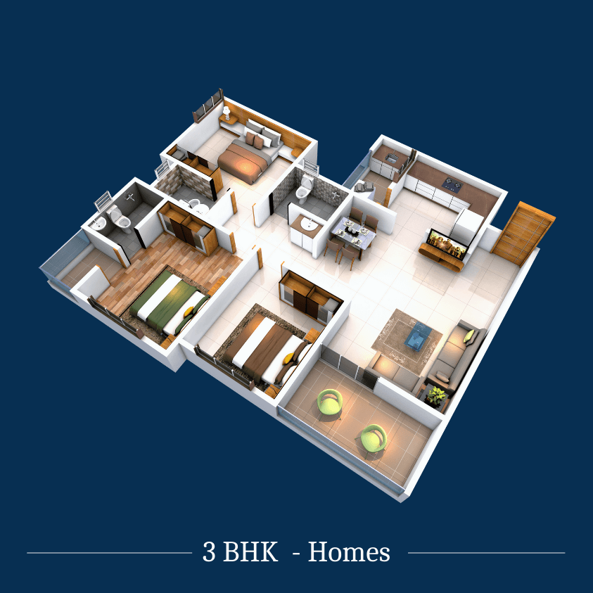 66 Avenue 3 BHK Floor Plan